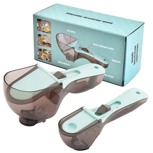 Adjustable Measuring Spoons with Magnetic Snaps - Set of 2 - Merchoria