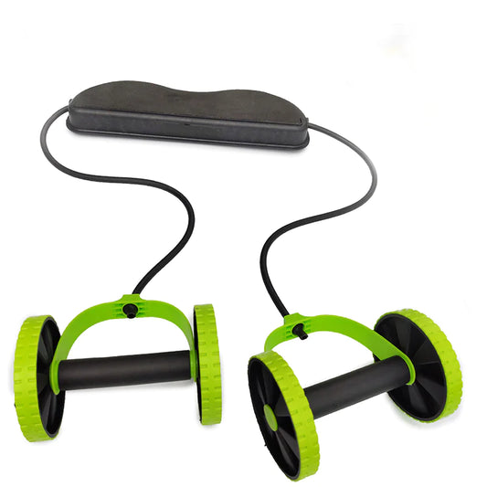 Wheel Roller Abdominal Trainer with Ab Resistance Pull Rope - Merchoria